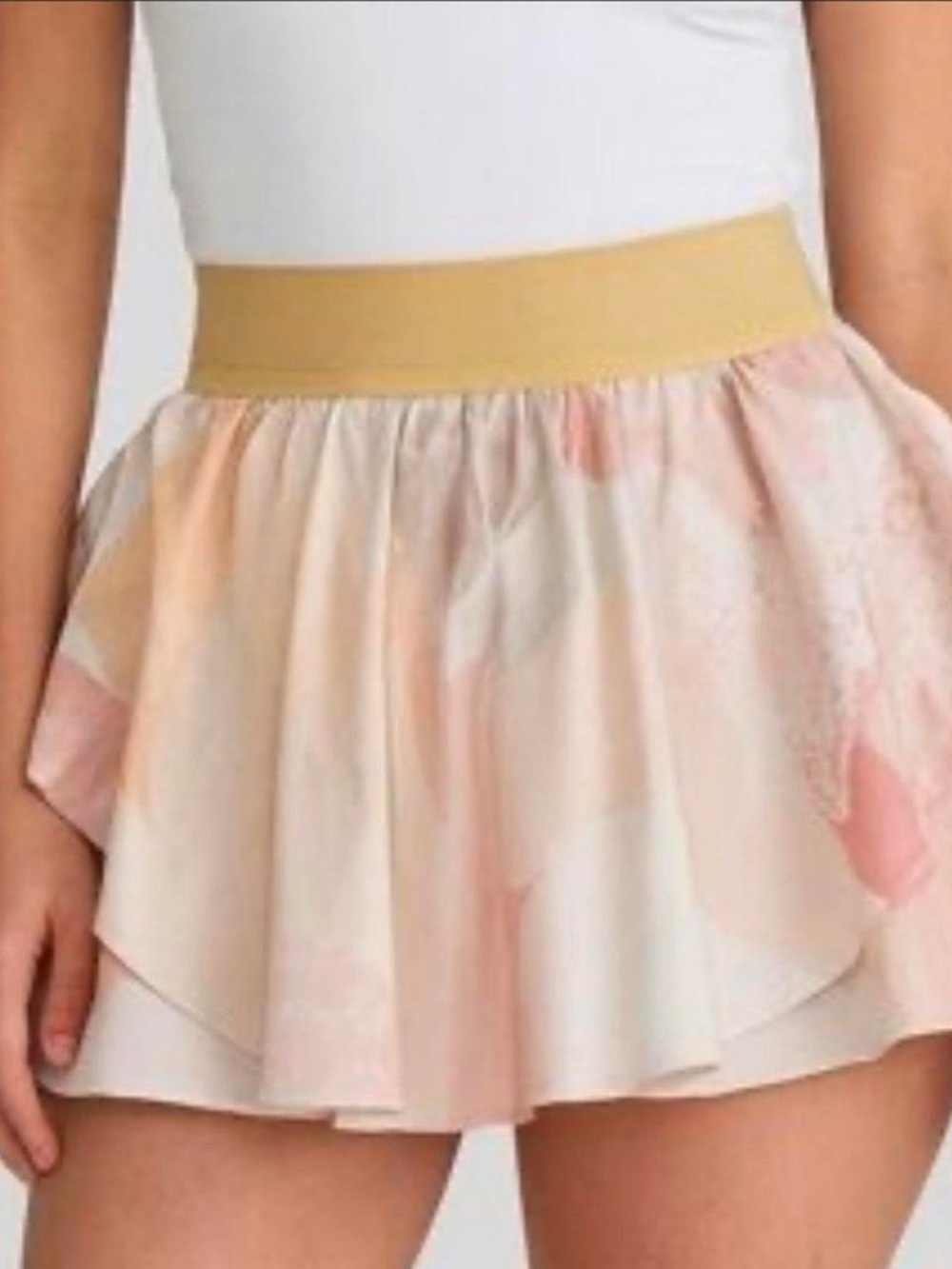 lululemon athletica Pink Floral Skater Skirt with Gold Waistband